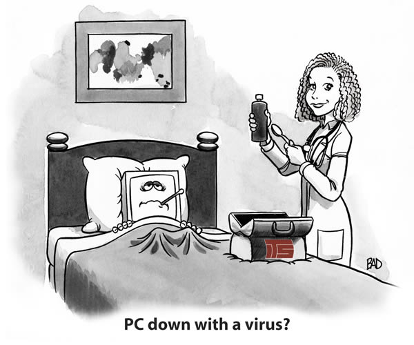 Doctor curing sick PC