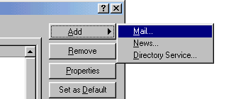 Outlook Express Add button popup to add a mail account